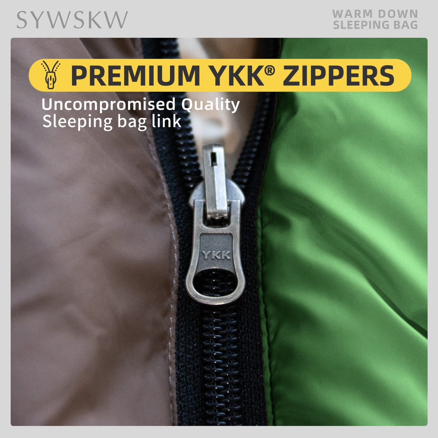 SYWSKW Down Sleeping Bag with Pillow, Ultralight Rectangular Sleeping Bag for Backpacking,Hiking and Camping Outdoor with YKK Two-Way Zipper,680FP Duck Down (Green and Grey 35℉)