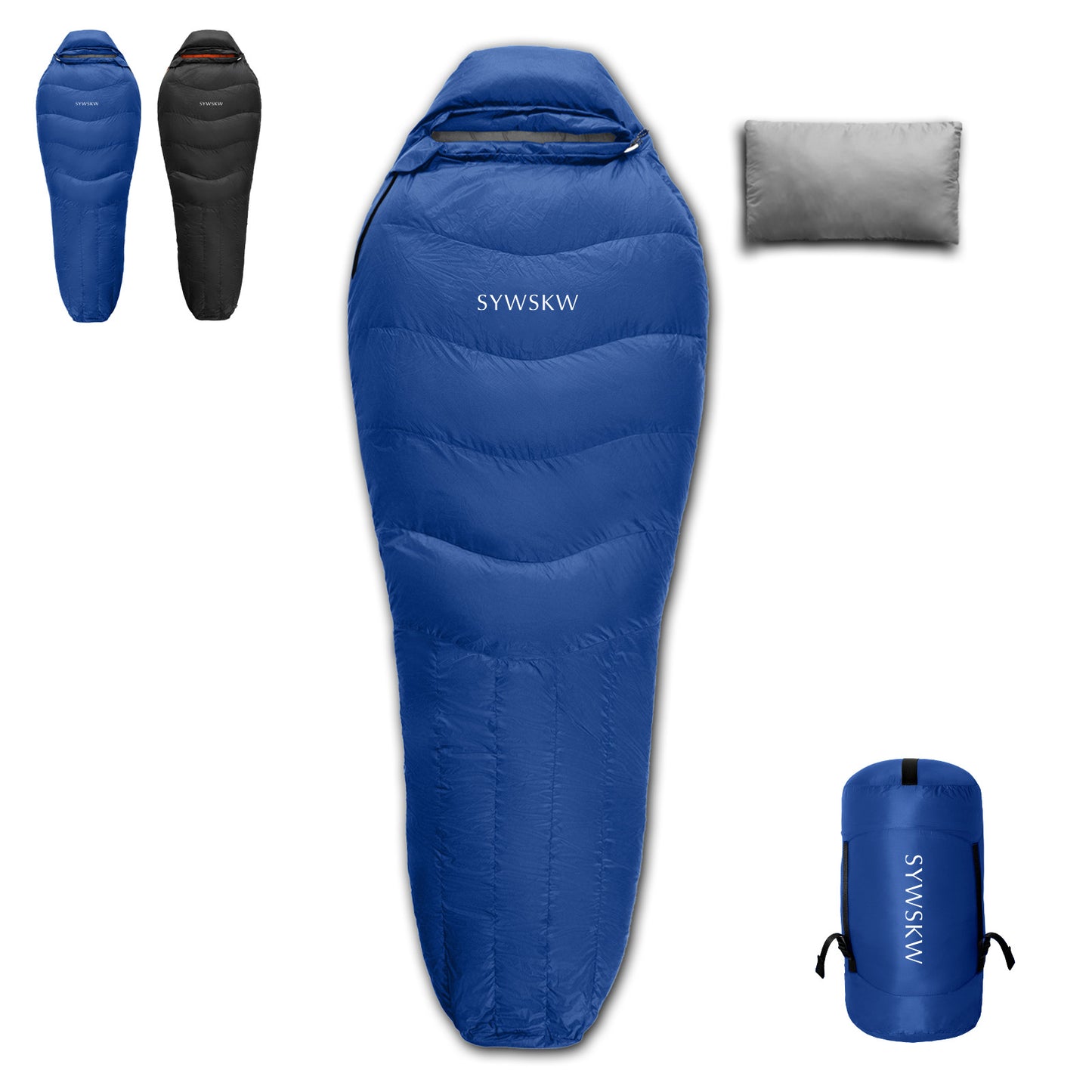 SYWSKW Down Sleeping Bag with Pillow, Ultralight Rectangular Sleeping Bag for Backpacking,Hiking and Camping Outdoor with YKK Two-Way Zipper,680FP Duck Down