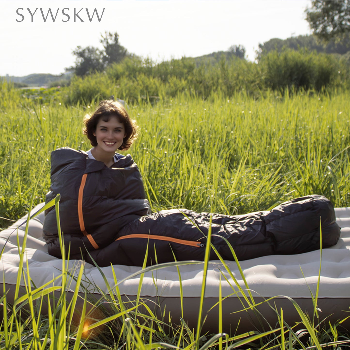 SYWSKW Down Sleeping Bag with Pillow, Ultralight Mummy Sleeping Bag for Backpacking,Hiking and Camping Outdoor with YKK Two-Way Zipper,680FP Duck Down (Black 46℉)