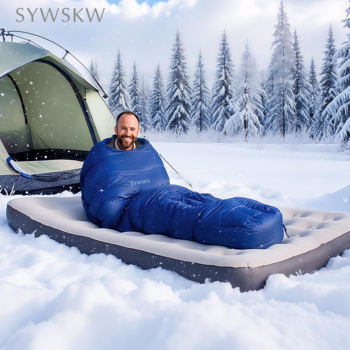 SYWSKW Down Sleeping Bag with Pillow for Backpacking,15℉ 5℉ 0℉ Wide Down Sleeping Bag (86.6 in x 33.5 in) for Adults,Teens,Youth Camping and Hiking Outdoor with 680FP Duck Down